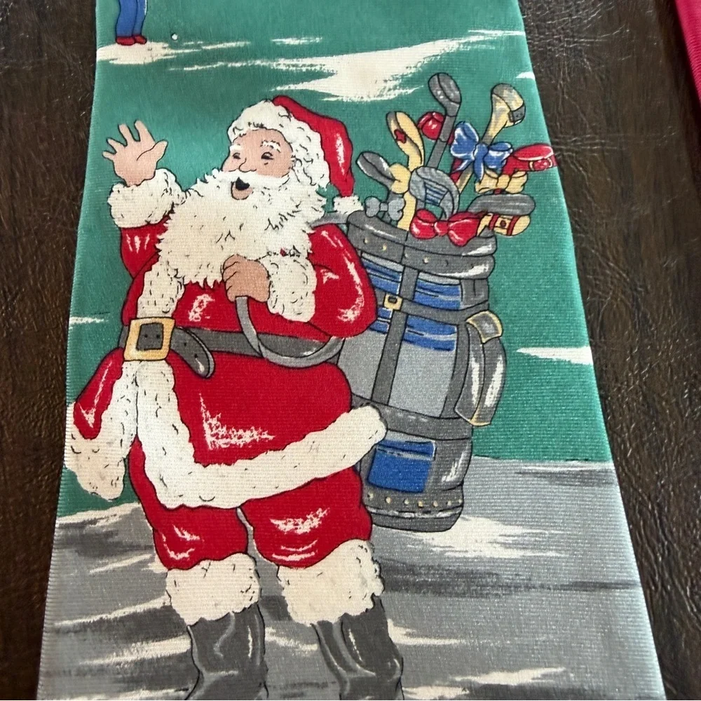 Stafford Festive Santa Holiday Golf Tie - Red and Gray